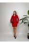 Women's Red - Red Jacket Dress Gathered Buttoned Jacket Collar Mini Woven - 2