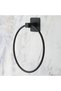 Self-Adhesive Black Stainless Metal Round Towel Holder (5690) - 2
