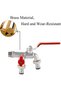 Outdoor dual-outlet faucet, G1/2 brass faucet, garden hose diverter, suitable for home outdoor gardens (red). - 3