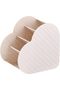 Four-compartment heart-shaped cosmetic organizer, multi-tiered desktop cosmetic rack, white, open design.