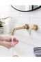 360° rotating wall-mounted basin faucet, bathroom faucet, suitable for bathtubs and washbasins, modern design wall-mounted recessed basin faucet, gold