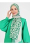 Striped Leopard Patterned Shawl - Green