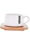 Fine Bone Ceramic Cup & Saucer Set With Spoon-White/Brown - 2