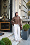 Women's Single Long Sleeve Detailed Blouse Brown - 4
