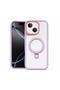 Apple iPhone 15 Compatible Case Magring Stand Silicone Case Lilac