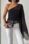 Crep Women's Single Sleeve Chiffon Cape Blouse - 5