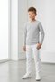 T-Shirt Boys' Basic Gray T-Shirt Long Sleeve 100% Cotton Crew Neck Unprinted Tshirt (2-13 Years) - 7