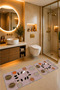 Bath Mat Set of 2 with Non-Slip Base and Washable 60X90 cm - 50X60 cm