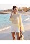 Women's Asymmetrical Transparent Knitwear Poncho Yellow 31228 - 2
