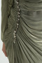 Collar Detailed Stoned Evening Dress - Green - 3