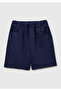 Boys' Navy Blue Drawstring Waist Drawstring Pocketed Logo Embroidered Bermuda Shorts