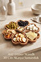 360 °   7-Compartment Acacia Flower, Heart Presentation Plate with Rotating Stand, 30 cm Breakfast Deli Serving Plate, Board