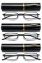 3-Pack Classic Metal Full-Rim Reading Glasses with Case (Black, +3.0)