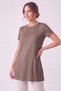 Women's Four Seasons Crew Neck Short Sleeve Viscose Short Tunic Mink - 2