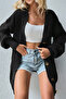 Women's Hair Braided Patterned Oversize Knitwear Cardigan Buttoned V-Neck