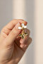 Elegant Yellow Color White Enamel Flower Motif Dangle Bijouterie Earrings - 4