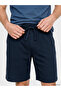 Navy Blue Regular Fit Men's Pajama Bottom Shorts - 3