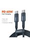 60W Type C Cable 2M, Type C to Type C Charger Cable, Braided Cable Type C with Aluminum Shell