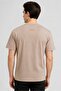 Men Crew Neck Short Sleeve Brand Logo T-Shirt, Taupe - 2