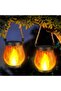 2-Pack Outdoor Solar Flame Lanterns, Dual-Charging Waterproof Hanging Lights with Warm White Light for Garden & Patio