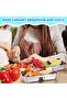 A set of 6 snack boxes with lids - 20 × 10.5 × 4 cm - Double compartments - Reusable - Lunch boxes - Leak-proof - Portable - Silver-blue lids - 4