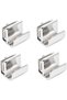 Four glass door handles, no drilling required, suitable for display cases, cabinets and drawers with a thickness of 3 to 5 mm.
