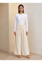 STRIPED BEAD AT WAIST DETAILED WIDELEG PANTS - 5