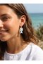 Ryba Fish Earrings – Handmade Polymer Clay Blue Striped Gold Hoop Earrings |   Sea Themed Minimal Earrings - 2