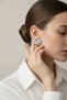Stylish Women's Bijouterie Earrings with Flower Motif and Pearl Detail - 3