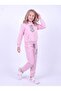 Girl's Printed Kangaroo Pocket Hooded Tracksuit Set - 3