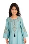 Girls Blue Embroidered A-Line Jalabiya - 2