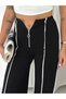 Women's Steel Fabric High Waist Piping Detailed Wide Leg Palazzo Trousers - 3