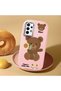 Samsung Galaxy A32 Compatible Case Camera Protective Pink Silicone Couple Phone Case with Bear Pattern - 2