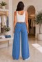 Women's High Waist Wide Leg Palazzo Jean Denim Pants with Spliced Stones 36-46 - 4