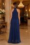 Women's Navy Blue Halter Neck Janjan Fabric Premium Evening Dress Nbmy4128 - 5