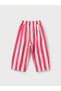 Girl's Pink and White Striped Wide-Leg Pants with Elastic Waist - 2