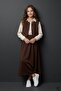 Brown Girl's Zero Sleeve Vest Shirt Collar Dress Set 24752 - 4