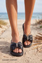 Glimmer Slipper Bowknot Stone-Embellished Women's Slippers - Drawstring Cushioned Sole Lightweight Casual Summer Black Slippers - 7