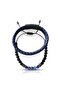 Genuine Leather and Black Onyx - Lapis Stone 2-Piece Men's Combination Bracelet Set (Navy Blue - Black) - 2