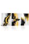 30x40 cm 3 Panel Gallery Wrapped Canvas | Black White Yellow Abstract Wall Art | Modern Decor