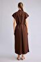 Shirt Collar Poplin Batwing Sleeve Belted Maxi Dress H3367Ax26Sm - 5