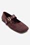 Jonas Women's Babet Shoes with Belt in Plum Suede Genuine Leather - 3