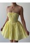 Women's Sari Strapless Bow Lace Detailed Corset Look Mini Dress - 7