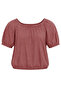 Girl's Boat Neck Elastic Short Sleeve Cotton Blouse - 2