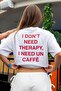 Women's Oversize T-Shirt Caffè Therapy Printed White – Crew Neck, Comfortable Fit, 100% Cotton - 2