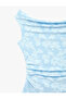 Sleeveless Low Waist Draped Off Shoulder Boat Neck Textured Midi Flared Dress - 4