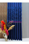 Bohemian Style Fringed Dark Blue Navy Blue Panel Backdrop Curtain 1X3 Fine Pleated [Single Panel] Non-Ironable