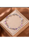 Bracelet Pink-Purple-White Crystal Stone Tiny Leaf Detail Silver Color Steel Bracelet - 5