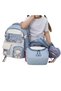 Girl's 3-Piece Primary School Bag Set with Lunch and Pen Holder, Blue with Plush Accessories - 2