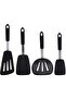 4-piece spatula set, silicone non-stick, suitable for frying eggs, steaks, and tortillas, black.